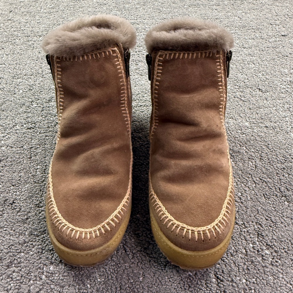 Laidback London Setsu Crochet Boots Womens 39 Brown Suede Shearling Boho Ankle
